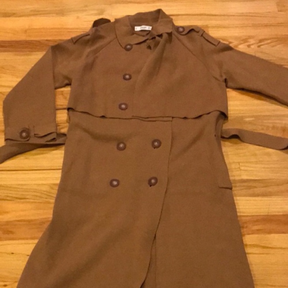 Mango MNG knit camel trench coat Sz XS